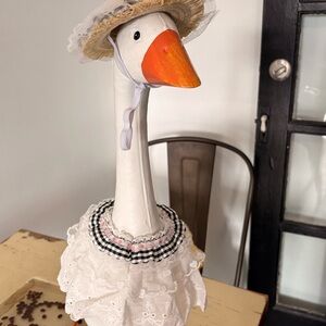 Decorative Goose with Lace Dress and Hat